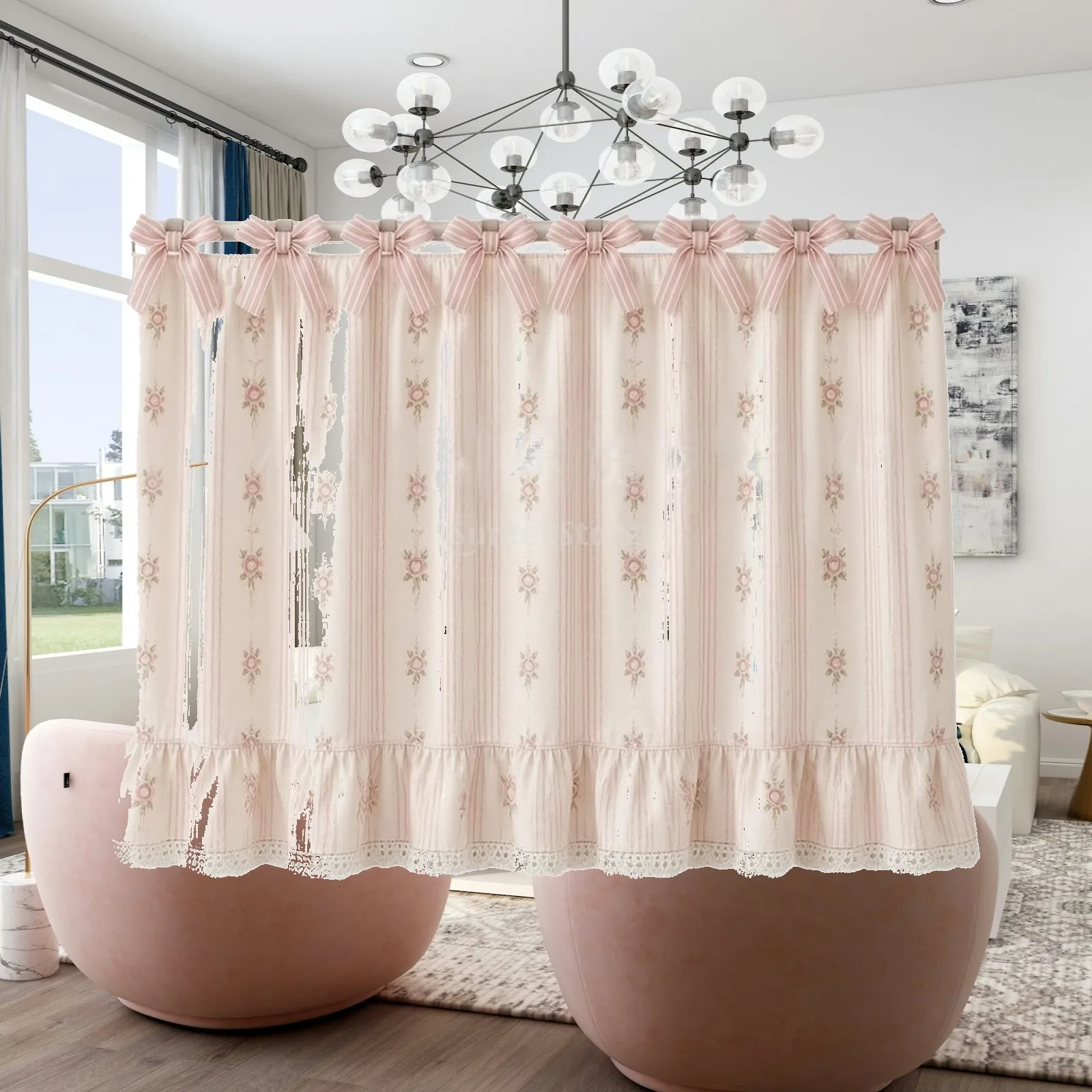 Oven Curtain with Ties Rustic Farmhouse Oven Cover