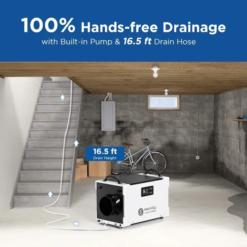 235 Pints Commercial Dehumidifier with Pump and Drain Hose, Crawl Space dehumidifier Basement, Industry Water Damage Unit