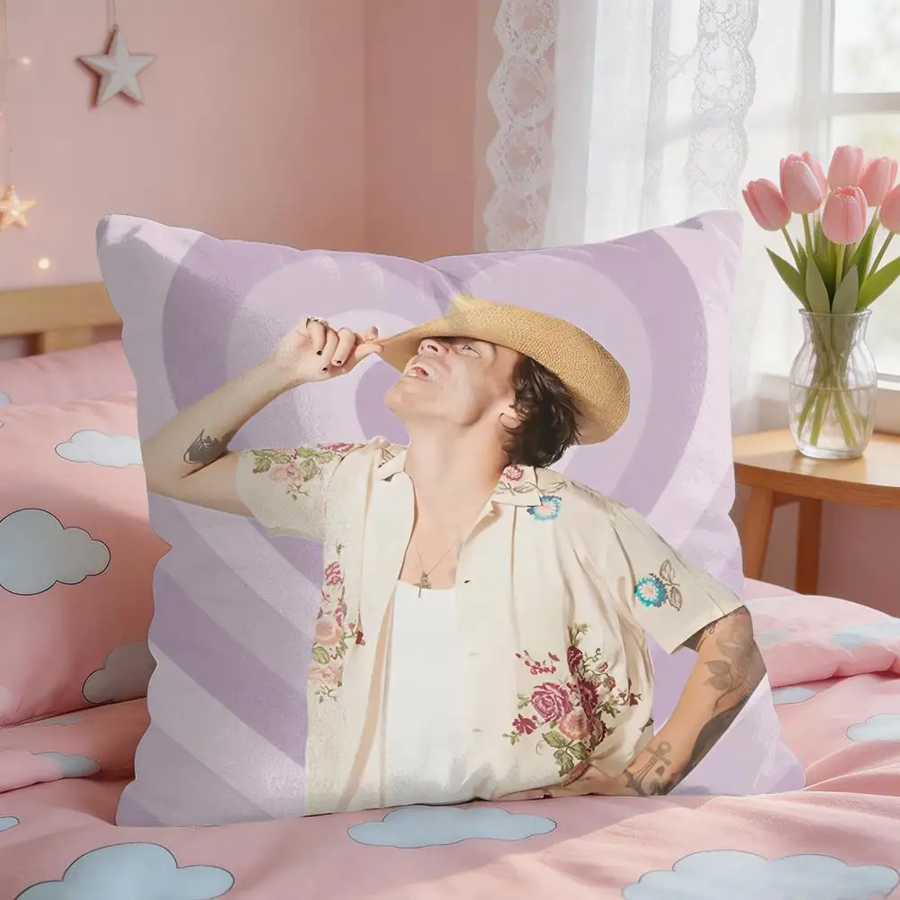 Singer H-Harry Music Cushion Cover Square Short Plush Pillow Case Living Room Sofa Home Decor Funda 40X40