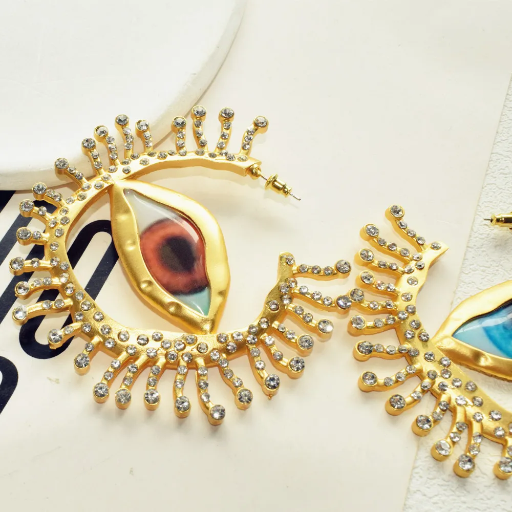 Baroque Style Vintage Alloy Big Eyes Dangle Earrings For Women Jewelry New Arrival Fashion Exaggerated Lady Ears\' Accessories