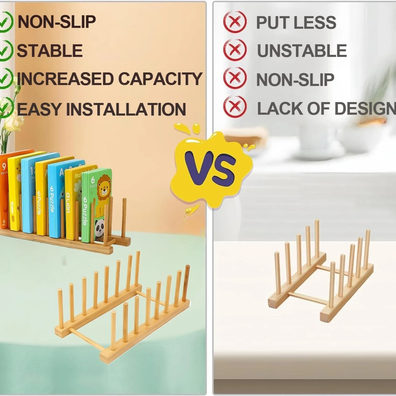 Wooden Puzzle Storage Rack 2 Pcs, 8 Slot Organizer Puzzle Holder Rack, Rack Organizer Shelf for Adults