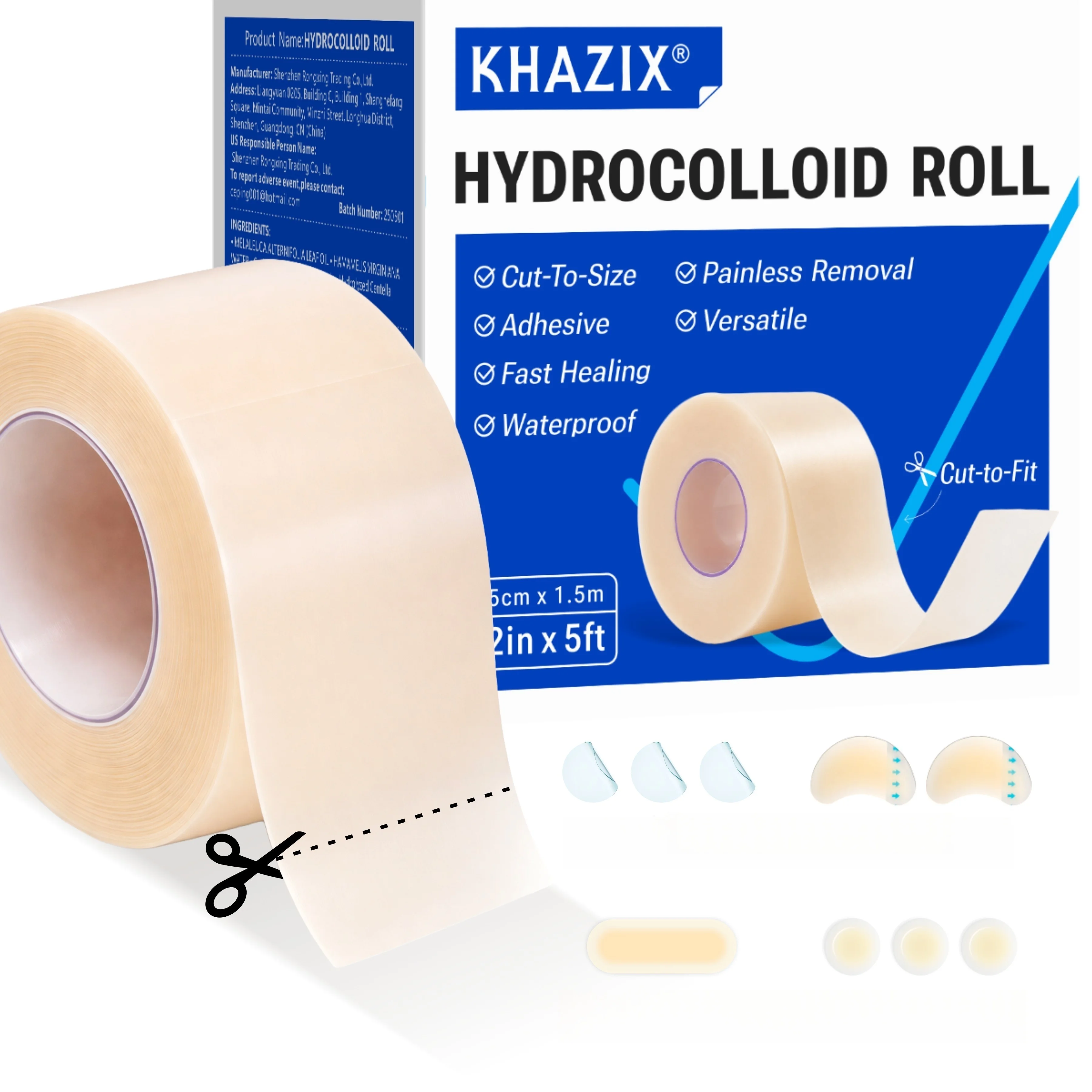 Pansement respirant en rouleau pour soins des plaies, découpable à toute taille, doux pour la peau, favorise la cicatrisation, pack économique.