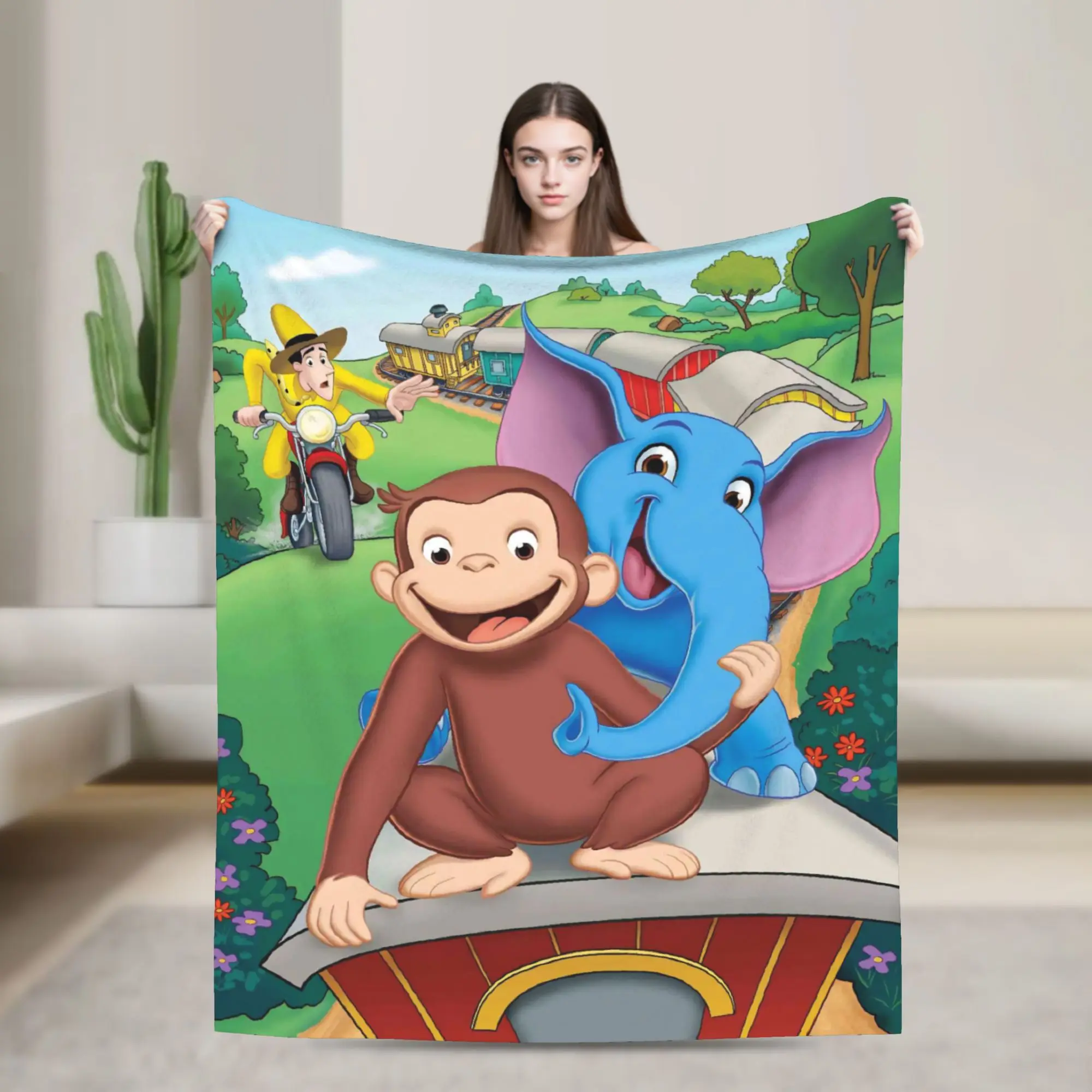 Curious George African Monkey  Merch Blanket Super Soft Cozy Throw Blankets for Couch 50x60 Inches Multiple Sizes Bedding Throws