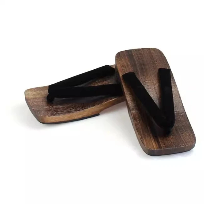 

Men's Charcoal Cosplay Wood Summer Sandals Flat Heel Flip Flops Beach Slippers Classic Japan Geta Casual Clogs