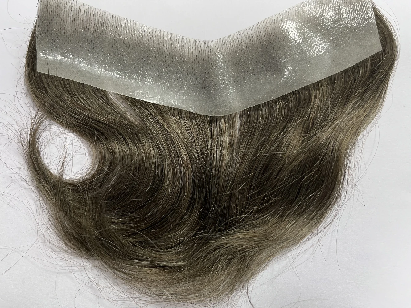 Human Remy Hair Full PU Base Men Hairline 2.5x16cm 15cm Blond #7 Handmade Remy Hair For Thin Temple 72H Dropship