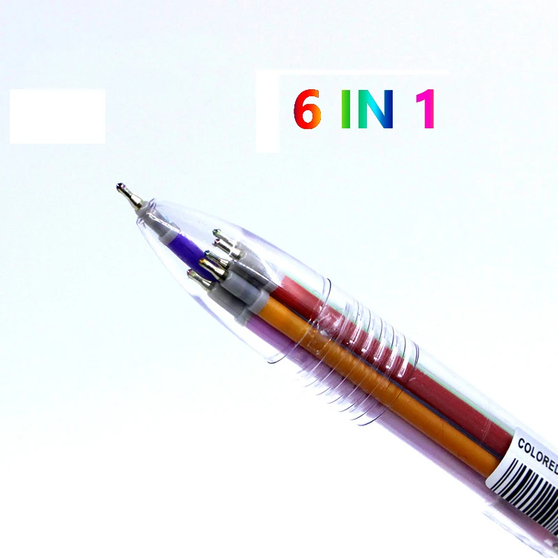 6 In1 kreatywny wielokolorowy długopis 0.7mm 6 kolorów atrament Shool malowanie biurowe pisanie Kawaii biurowe prezent urodzinowy — zdjęcie 4