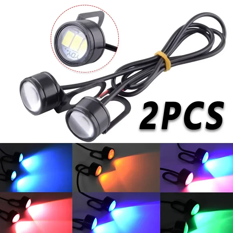 2pcs LED Strobe Motorcycle Light Headlight Fog Lamp High Power 12V White Moto Accessories Flashing Eagle Eye Lamp Driving Light