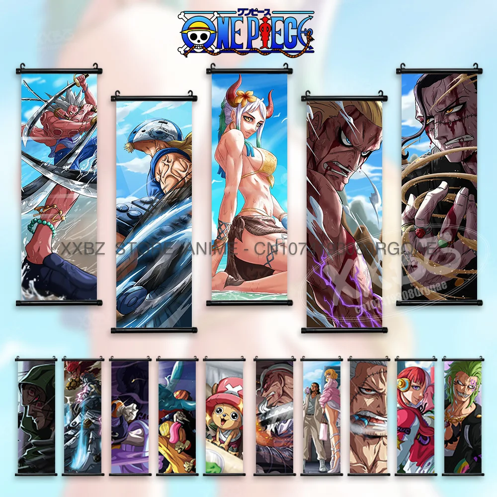 

ONE PIECE Scrolls Pictures Anime Poster Brook Hanging Painting Chopper Wall Art Monkey D. Dragon Home Decoration Jinbe Wallpaper