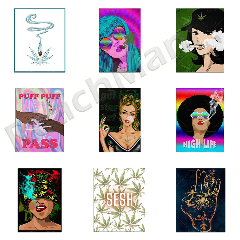 

green plant girl smoking weed picture wall art decor poster, smoking weed, smoke dull poster, pharmacy art, stoner gift,