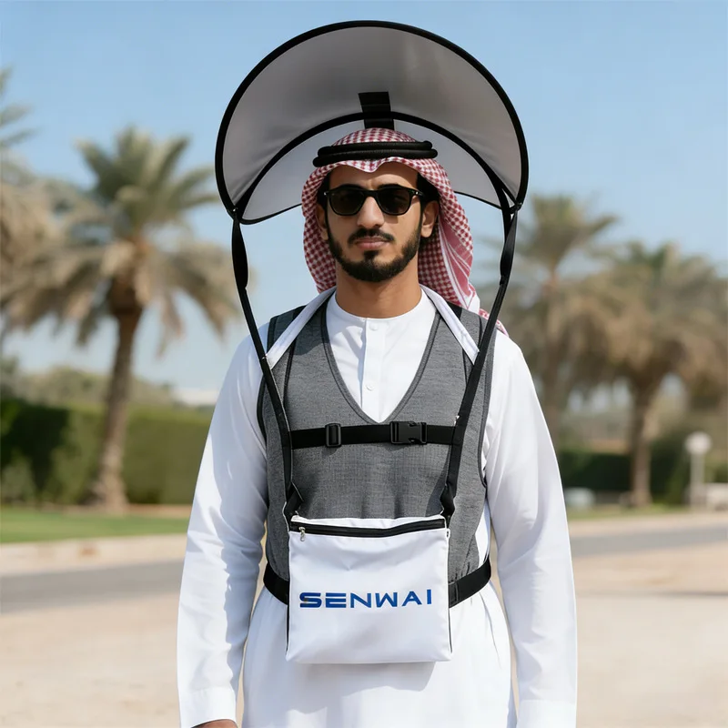 SENWAI Back Mounted Sun Hat UPF50+ Foldable Waterproof Visor Outdoor Hiking Cycling Muslim Prayer Cap with Storage Bag
