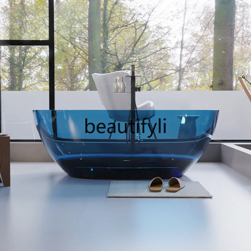 

Transparent resin Color crystal bathtub Egg-shaped artificial stone bathtub Independent integrated