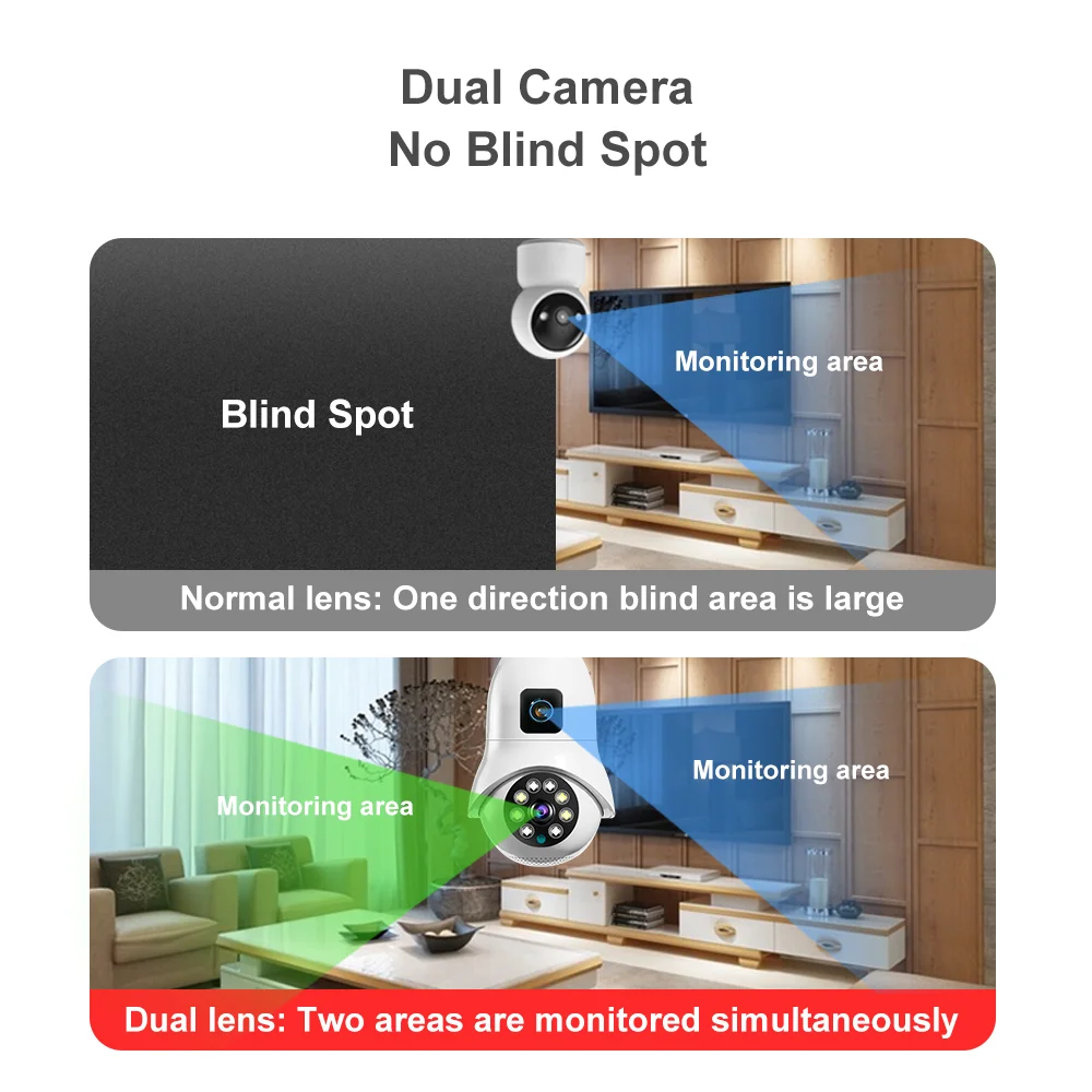 Cámara con bombilla WIFI de 4MP, lente Dual E27, Bombilla V380 Pro, detección de movimiento, 4K, PTZ, vigilancia de seguridad, IP, CCTV