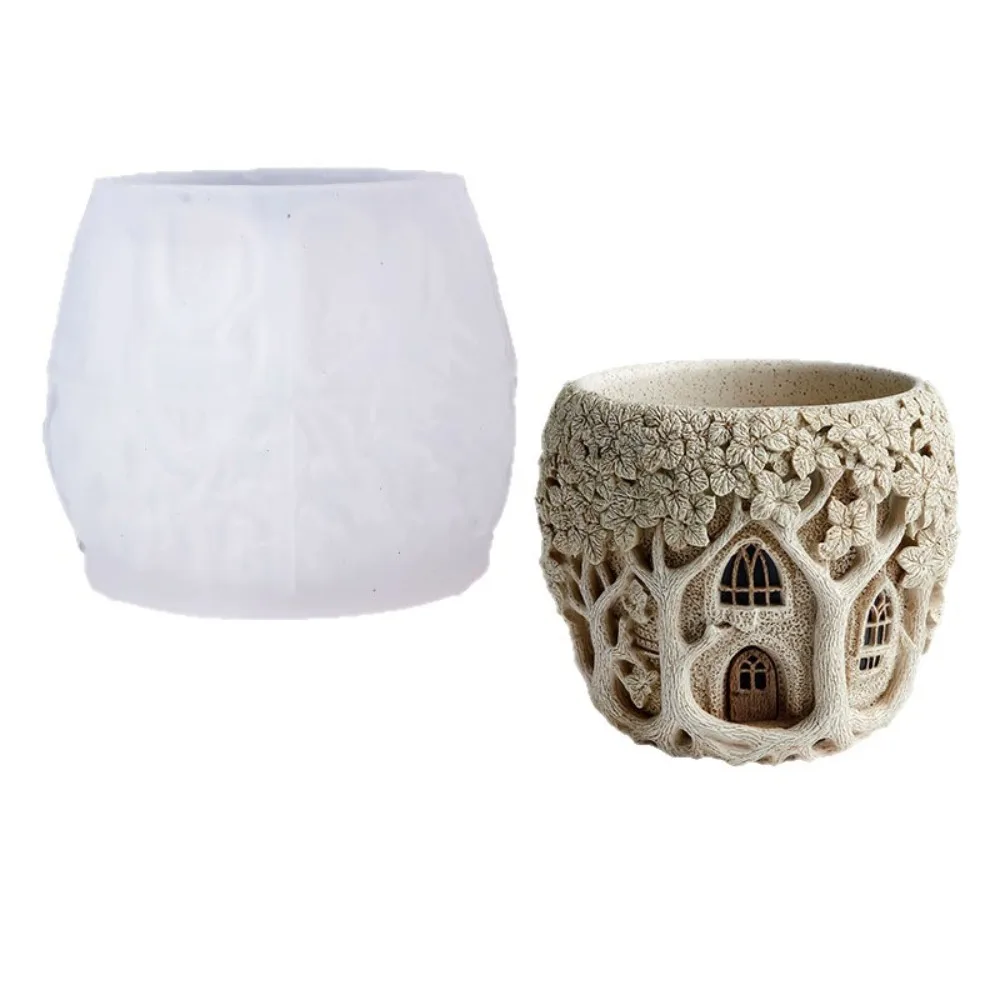 

Fairy Treehouse Candle Cup Silicone Mold DIY Handmade Concrete Plaster Candle Jar Flowerpot Epoxy Resin Molds Home Décor