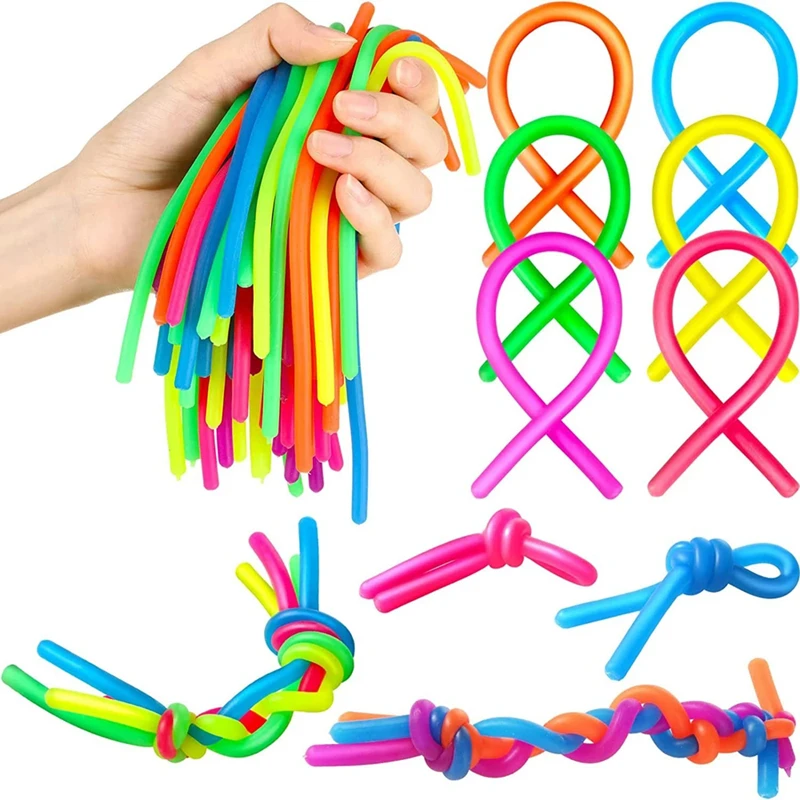 10/20/30Pcs Colorful Stretchy String Fidget Sensory Toys Kids Birthday Party Favors Pianta Filler Christmas Gifts School Prizes