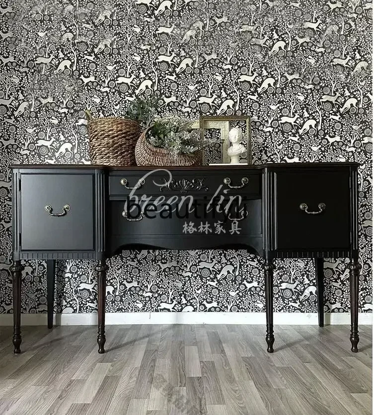 

P French retro solid wood porch cabinet integrated foyer decorative cabinet locker partition