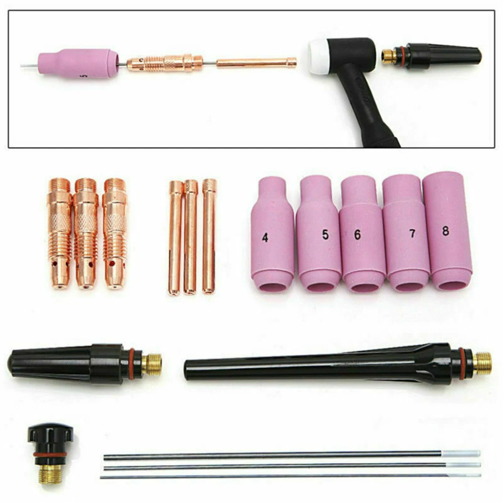 

Air-cooled Torches Collet 17 Pcs/Set Accessories For Air-cooled Torches For Water-cooled Torches Lanthanide Tungsten