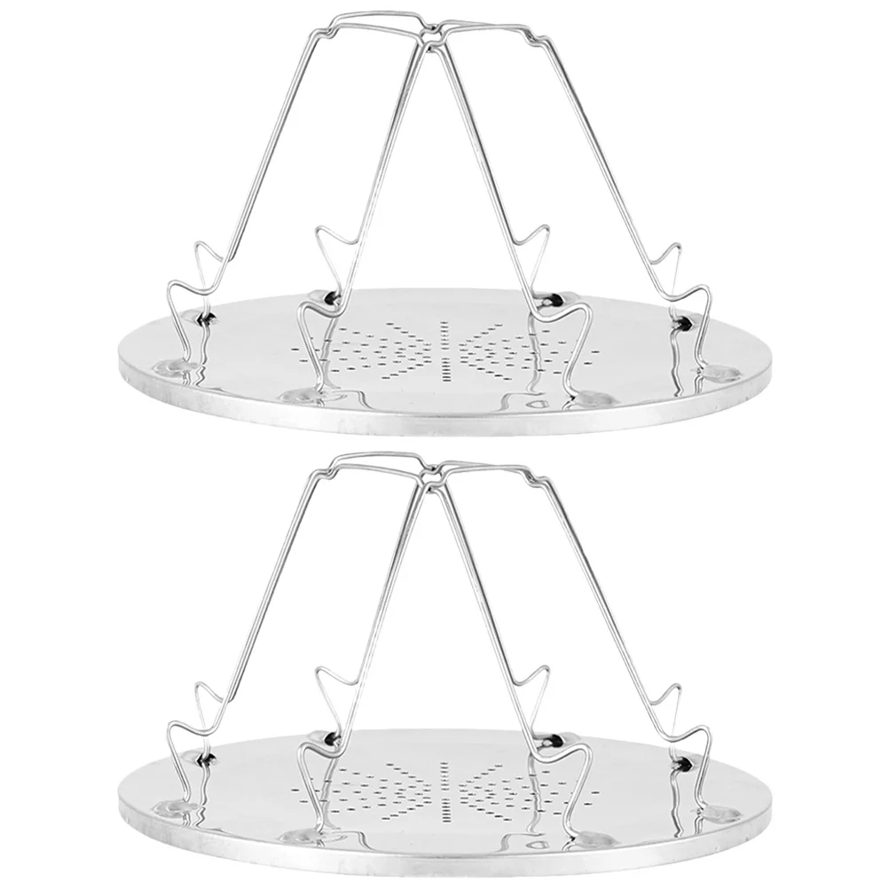 

2Pcs Outdoor Stainless Steel Toast Rack Foldable Bread Holder for Camping Picnic Space-Saving 4-Sliced Toaster Rack Grilling