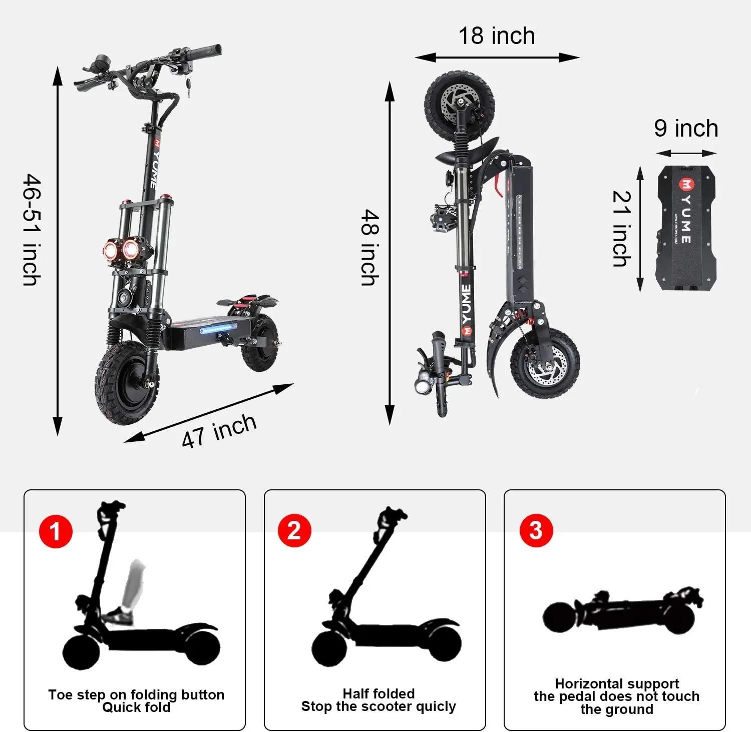 Scooter elettrico da 10 "per adulti, doppia sospensione Dual Motor 23.4AH batteria 52V 2400W 40 MPH 40 miglia Scooter sportivo veloce