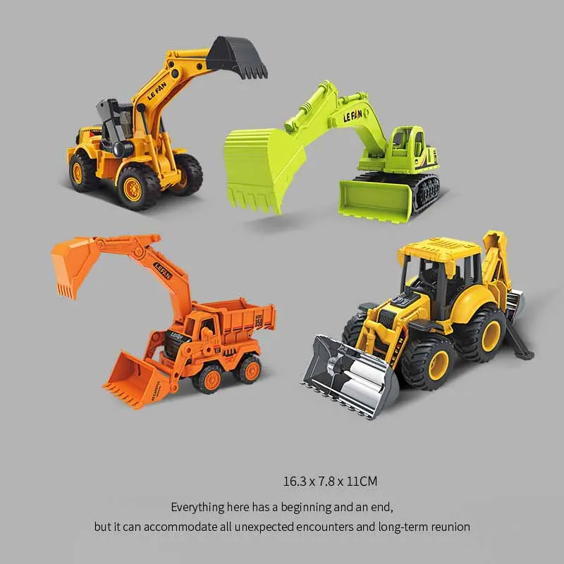 Kids Inertia Engineering Vehicle Toy Model Simulation Excavator 2-in-1 Multifunctional Push Excavator Toys Puzzle Gift For Boys