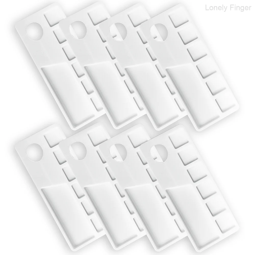 8 PCS White Paint Tray Palettes, Plastic Watercolor Paint Pallets with 7 Wells for Painting Party, DIY Craft and Art Painting