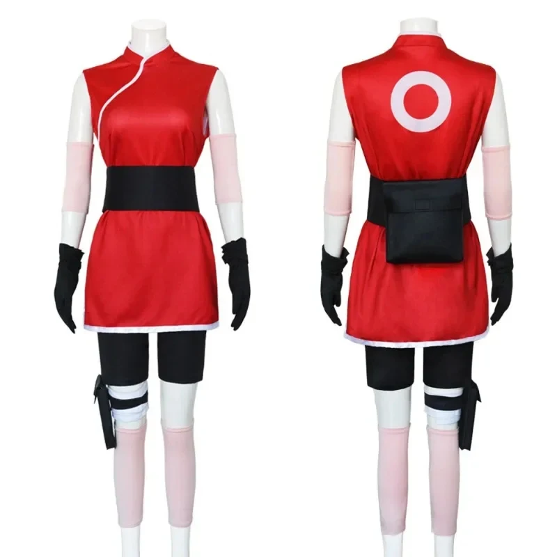 

♥Halloween Cosplay Costume Japanese Anime Haruno Sakura Women Skirt Outfit Unisex Ninja Cartoon Carnival New 2026 Topspeed Cos