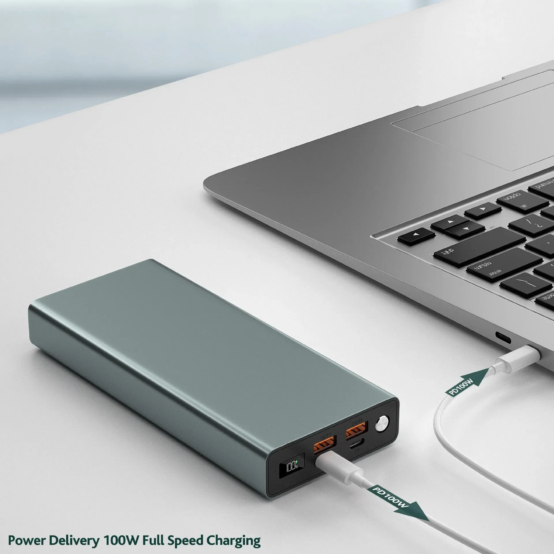 Portable  30000mah Aluminium Alloy Power Bank 20V 5A USB C PD Quick Charging Laptop 100W Power Bank Charger