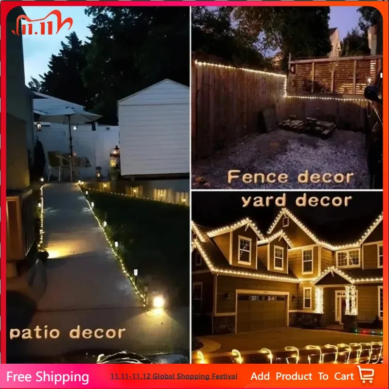 

7M 50 LED Solar Tube Rope LED Light Outdoor Garden Christmas Decoration Fairy Strip String Xmas Lighting