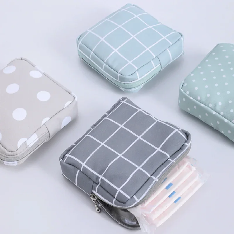 Women Girl Sanitary Napkin Pad Bag Organizer Holder Towel Makeup Travel Zipper Case Pouch Diaper Purse Cosmetic Storage Bags