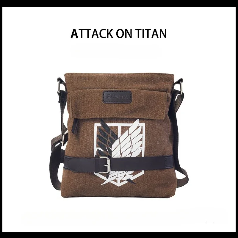 Attack On Titan Eren Jaeger cartoon animation peripheral retro style simple and versatile large capacity shoulder crossbody bag