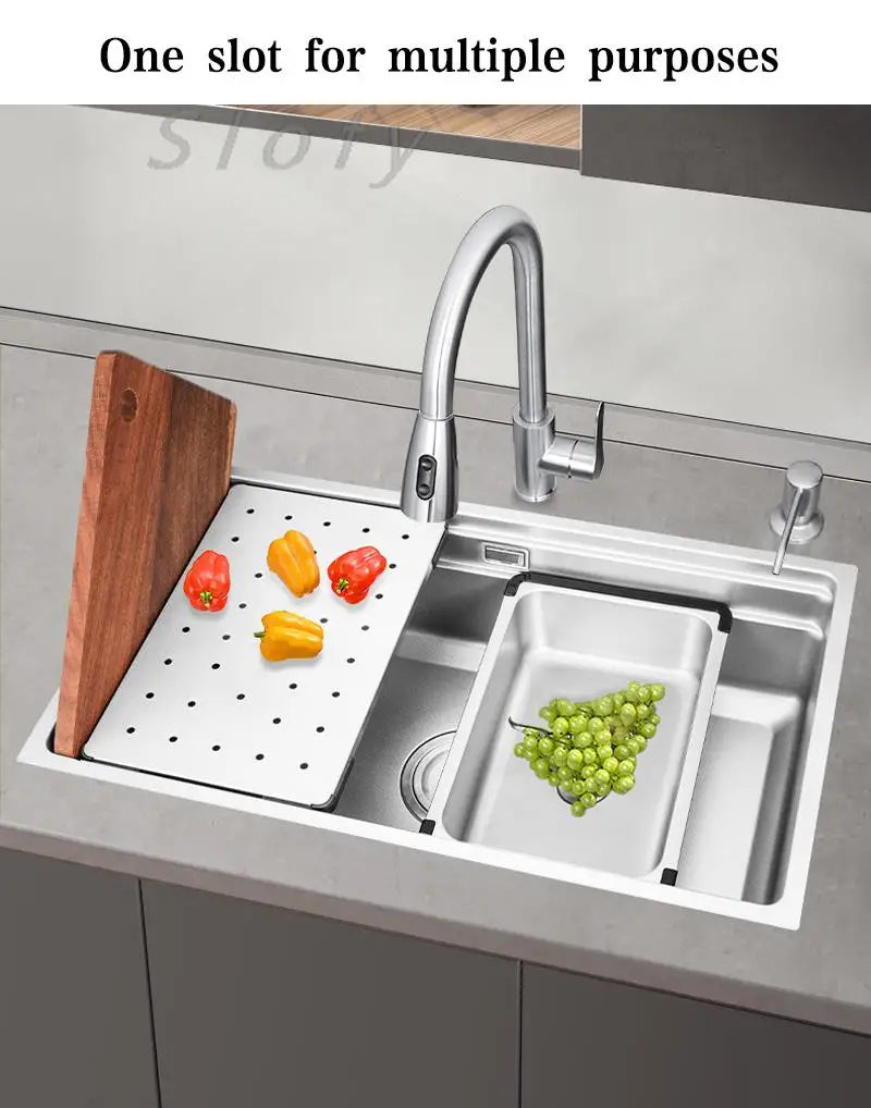 

304 Stainless Steel Kitchen Sink Large Single Bowl Wash Basin Sink Undermount for Kitchen Fixture Improvement with Drainage Set