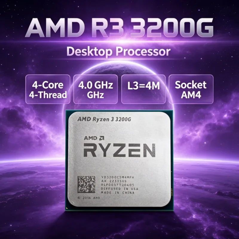 AMD Ryzen 3 3200G DDR4 R3 3200G 65W 4-Core 4-Thread L3=4M Socket AM4 APU 4.0 GHz Processor