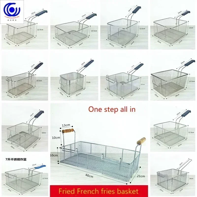 28 options Stainless steel fryer screen French fries frame square filter net encrypt colander shaped Frying basket fryers meshed