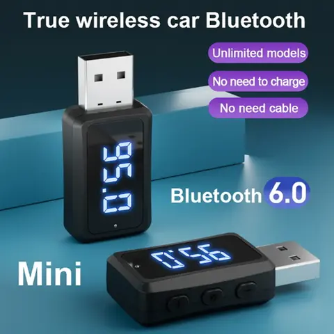 Car Bluetooth 6.0 Mini USB Transmitter Receiver with LED Display Handsfree Call Car Kit Auto Wireless Audio For Fm Radio