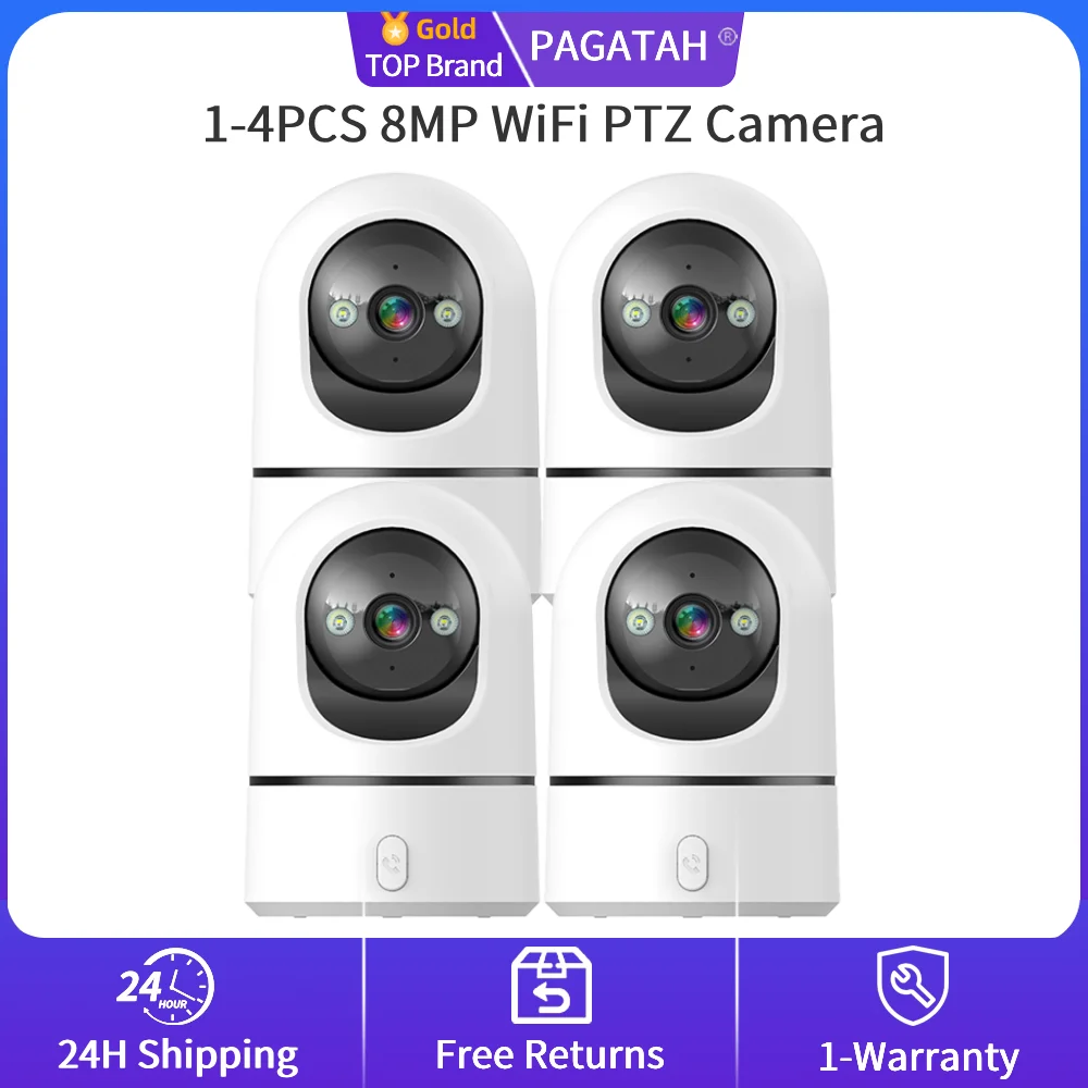 1-4PCS 8MP WiFi PTZ Camera Home One-touch Call Indoor CCTV Surveillance Camera Auto Tracking Camera Protection Baby Camera