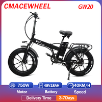 CMACEWHEEL GW20 Electric Bike 750W Motor 48V18AH Lithium Battery Mountain Electric Bicycle 20*4.0 Inch Tire Adult City E-bike