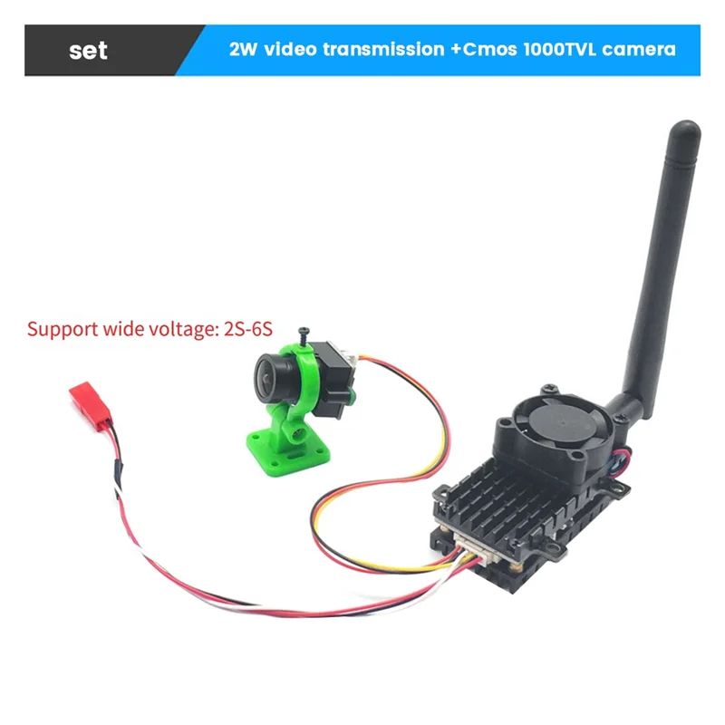 

-A99Z 5.8Ghz 2W FPV VTX Transmitter+1000TVL Cam 2000MW 48CH Audio Video Transmitter For RC FPV Long Range Drone