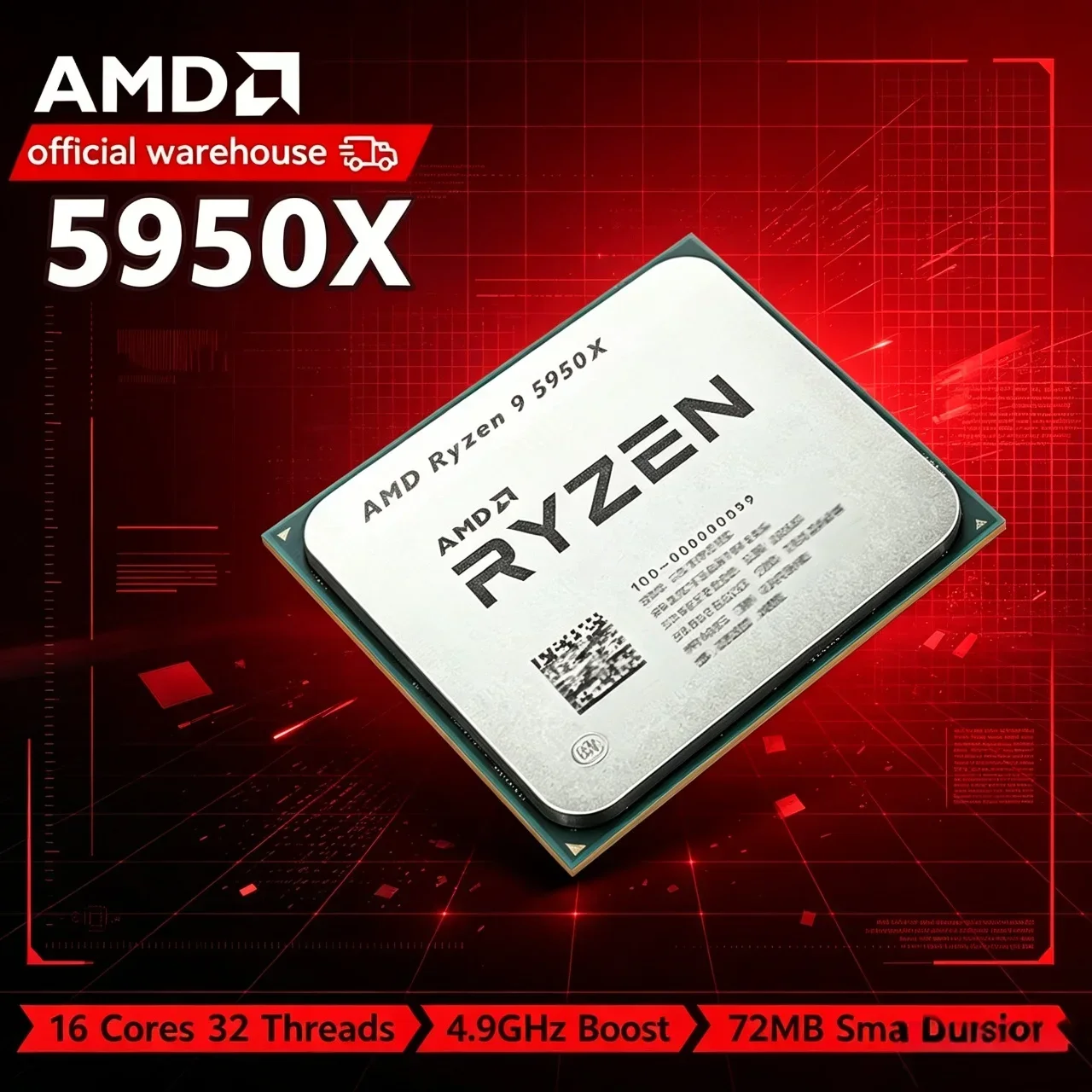 

AMD Ryzen 9 5950X Ryzen 9 5000 Series New Vermeer (Zen 3) 16-Core 3.4 GHz Socket AM4 105W Socket AM4 but without cooler