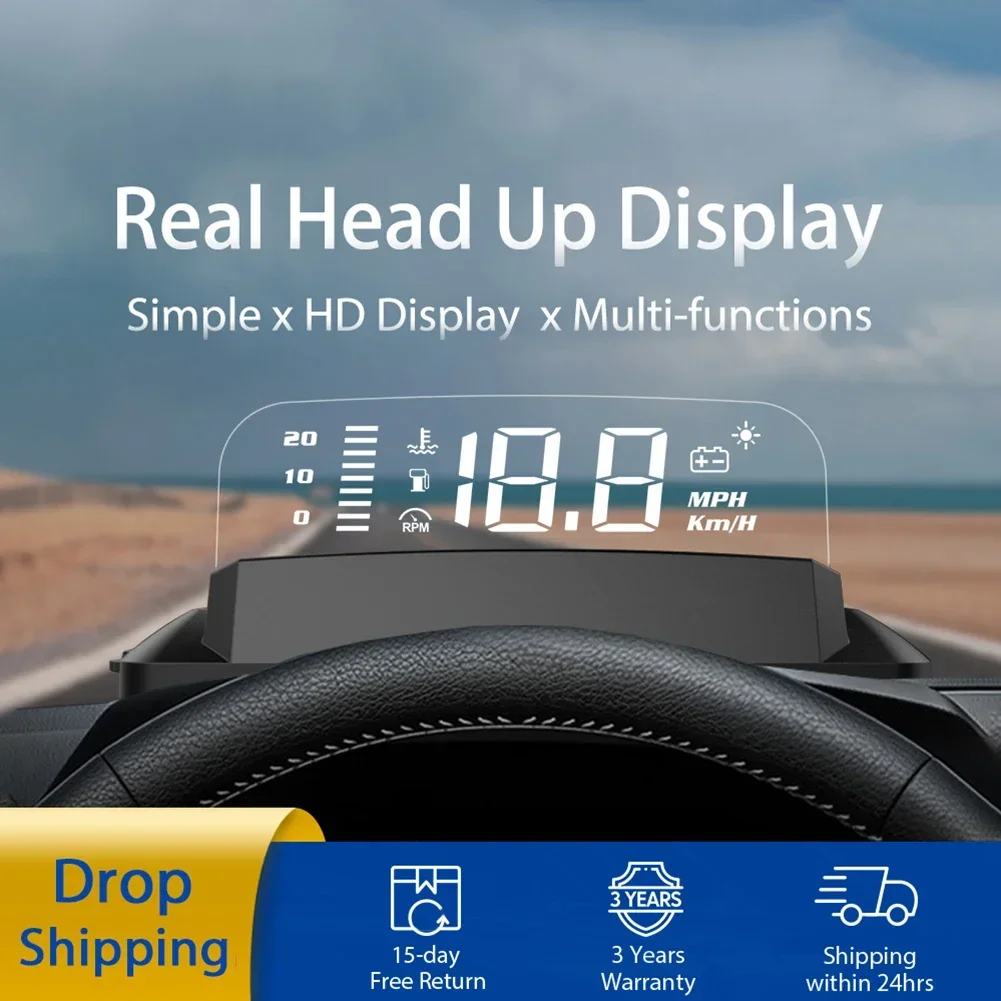 FINDME 2023 HUD Mirror Head Up Display OBD2 Speed Projector Overspeed RPM Voltage Cars In OBDII Standard For CAN For KLINE