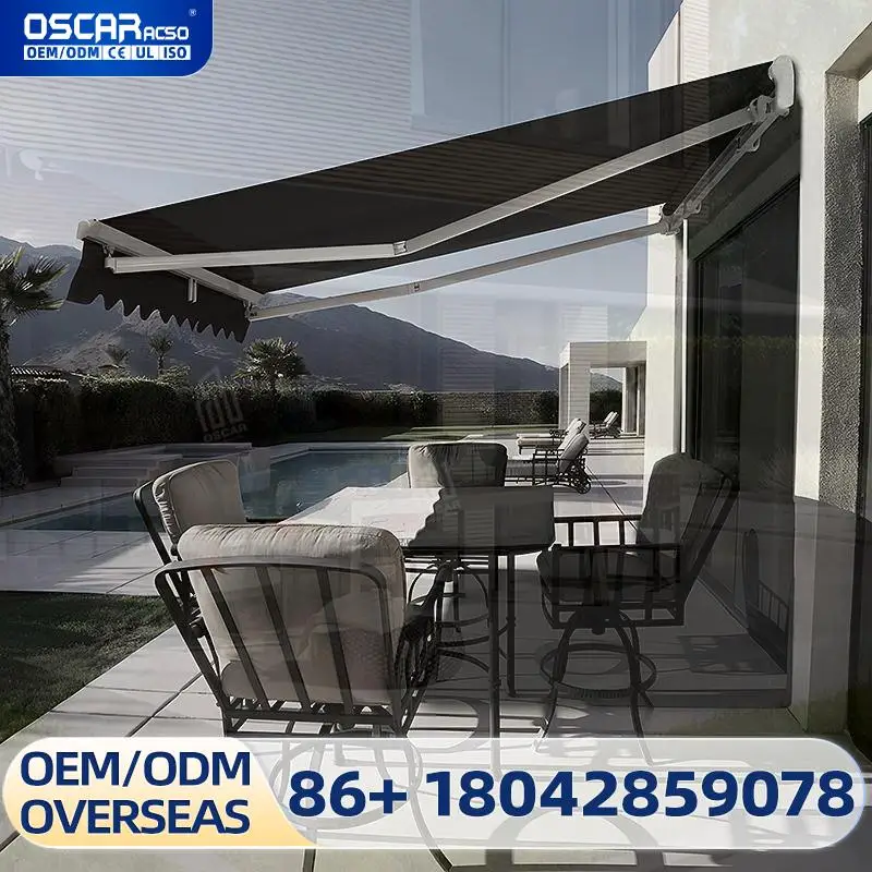 

Outdoor Telescopic Electric Awning 3M Aluminum Alloy Acrylic for Garden Courtyard Balcony Retractable Awning
