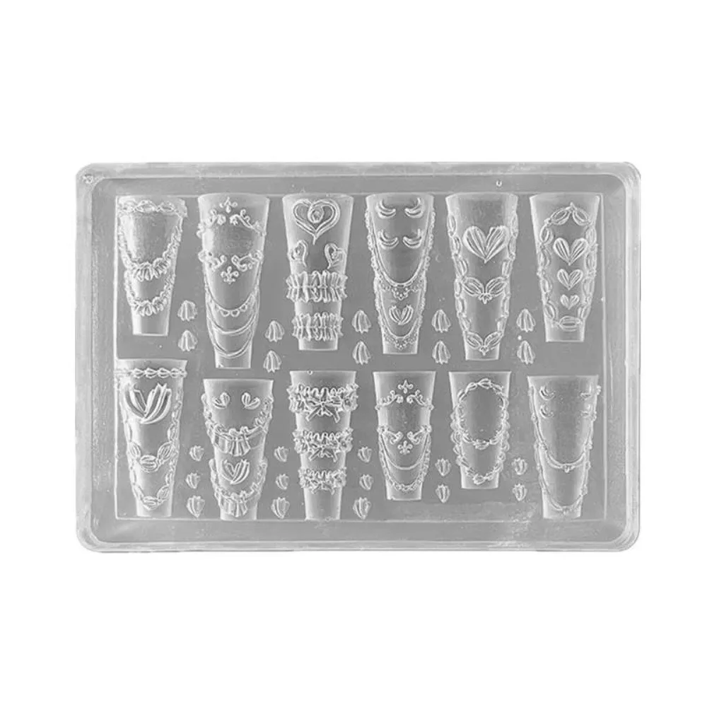 Stereoscopic Design Silicone Nail Mold Multiple Shapes Bow Ribbon Pattern 3D Nail Decoration Mold Nonstick Surface