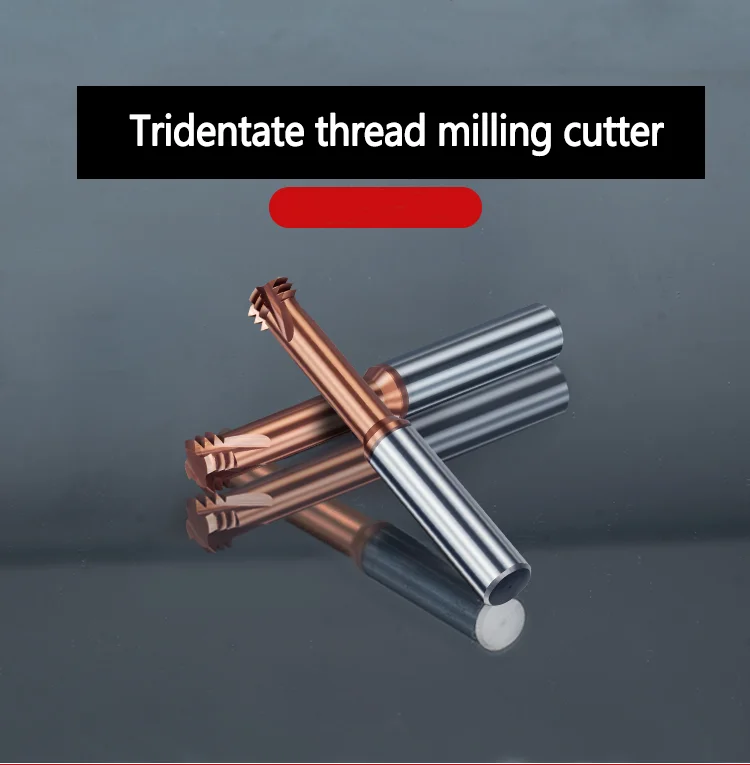 New DLC M1-M16 HRC65 Tridentate Thread Milling Cutter Bit Three Teeth Aluminum Processing Tungsten Steel Alloy Thread mills