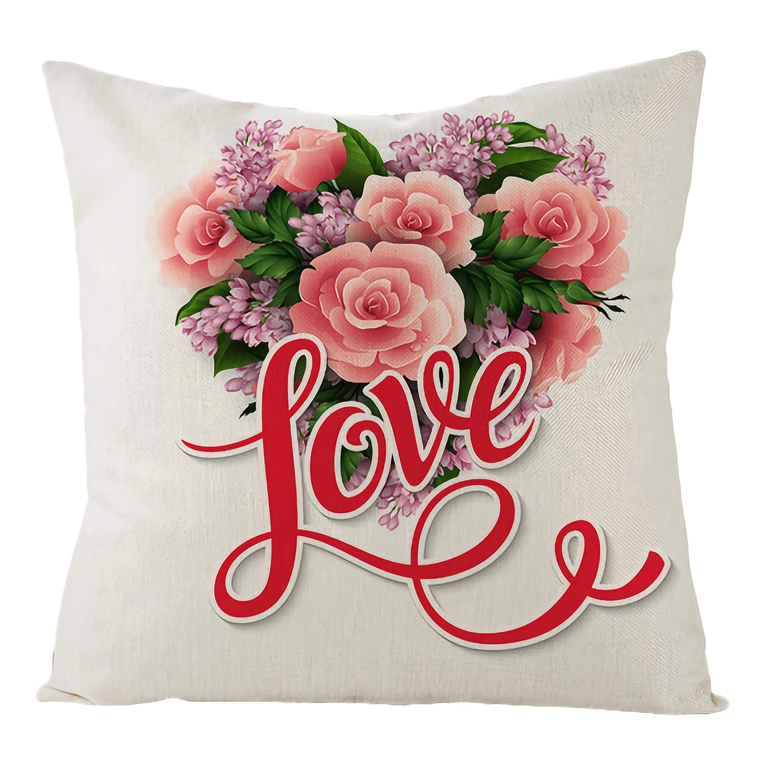 Love and Floral Print Throw Pillow - Perfect for Romantic Home Decor - Soft, Stylish Cushion for Any Room or Sofa