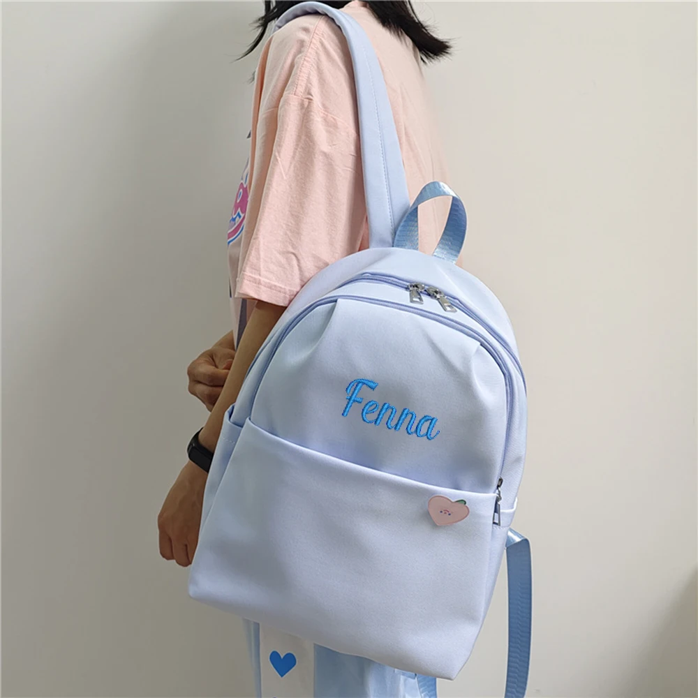 Solid Color Backpack Sturdy Aand Wear-Resistant Multi-Layer Backpack Personalized Nname For Boys And Girls Outdoor Snack Bag