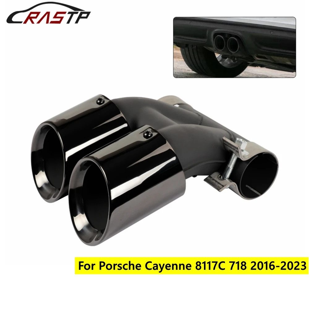 RASTP-Stainless Steel Exhaust Exhaust System Muffler Pipe Muffler Tip Car Tailpipe For Porsche Cayenne 8117C 2016-2023 CR1027