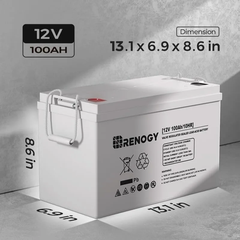 Renogy Deep Cycle AGM 12 Volt 100Ah Battery, 3% Self-Discharge Rate, 1100A Max Discharge Current, Safe Charge Appliances for RV