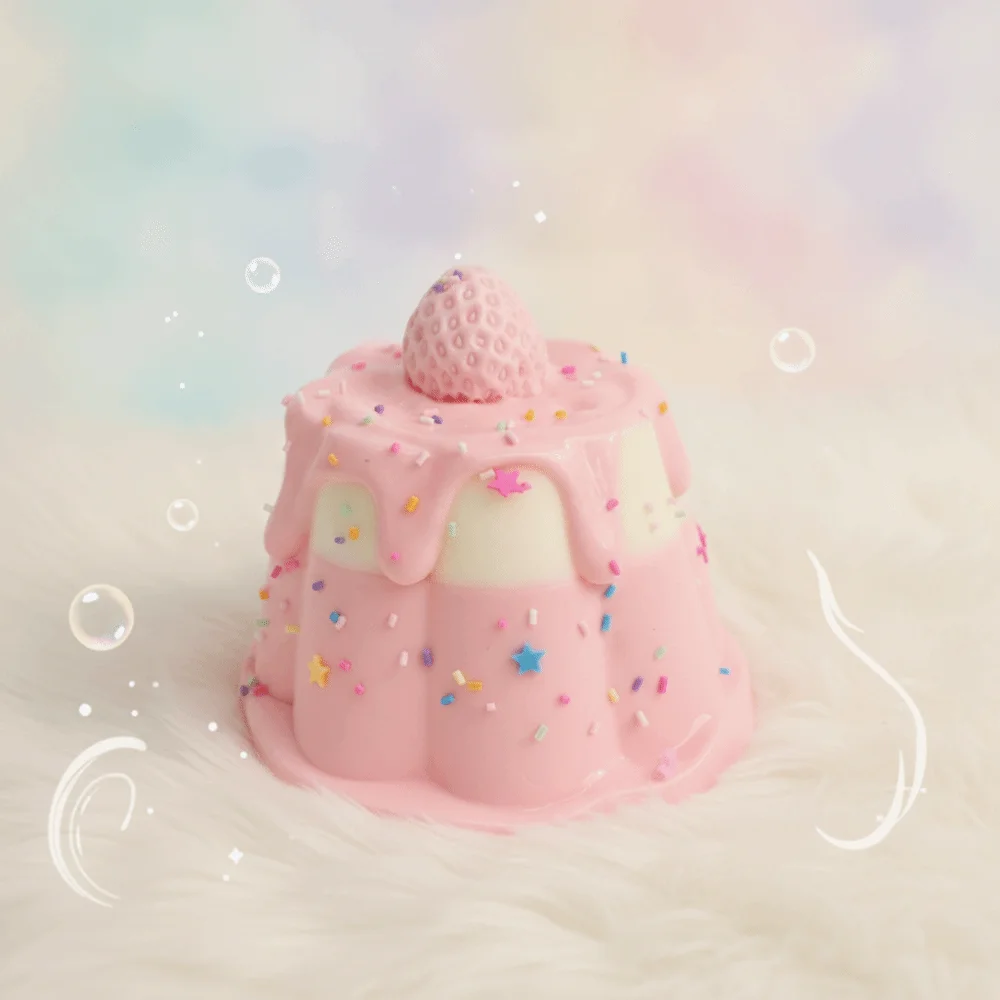 Food Grade Silicone Stress Relief Pudding Shape Slow Rebound Silicone Squeeze Strawberry Design Anxiety Relie