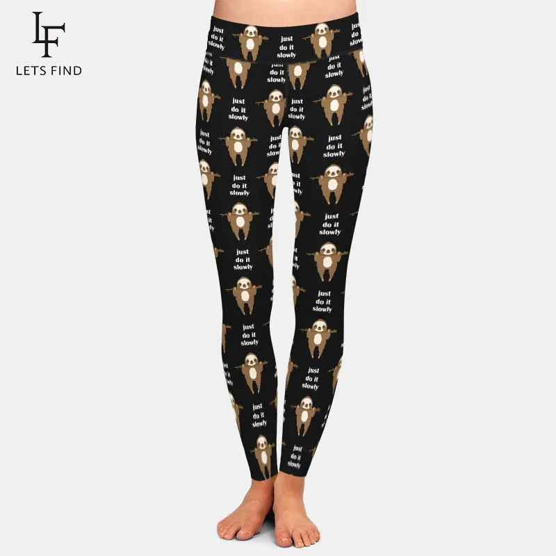 LETSFIND High Quaility Women Soft Leggings Cute 3D Sloth Digital Printing High Waist  Fitness Slim Stretch Leggings