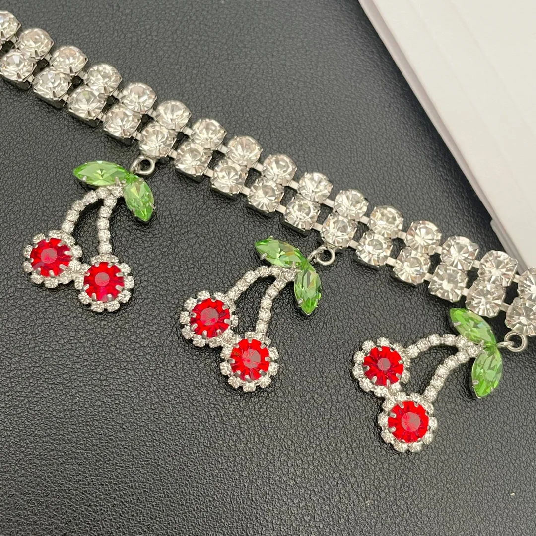Necklace Temperament Light Luxury Fashion Exaggerated Double Cherry For Women Luxury Collares Para Mujer Collar Jewelry Collier