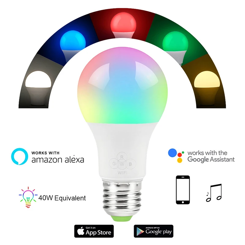 Smart WiFi Bulb RGBW Color-changing Support AlexaGoogle Voice Control Led Bulb Intelligent