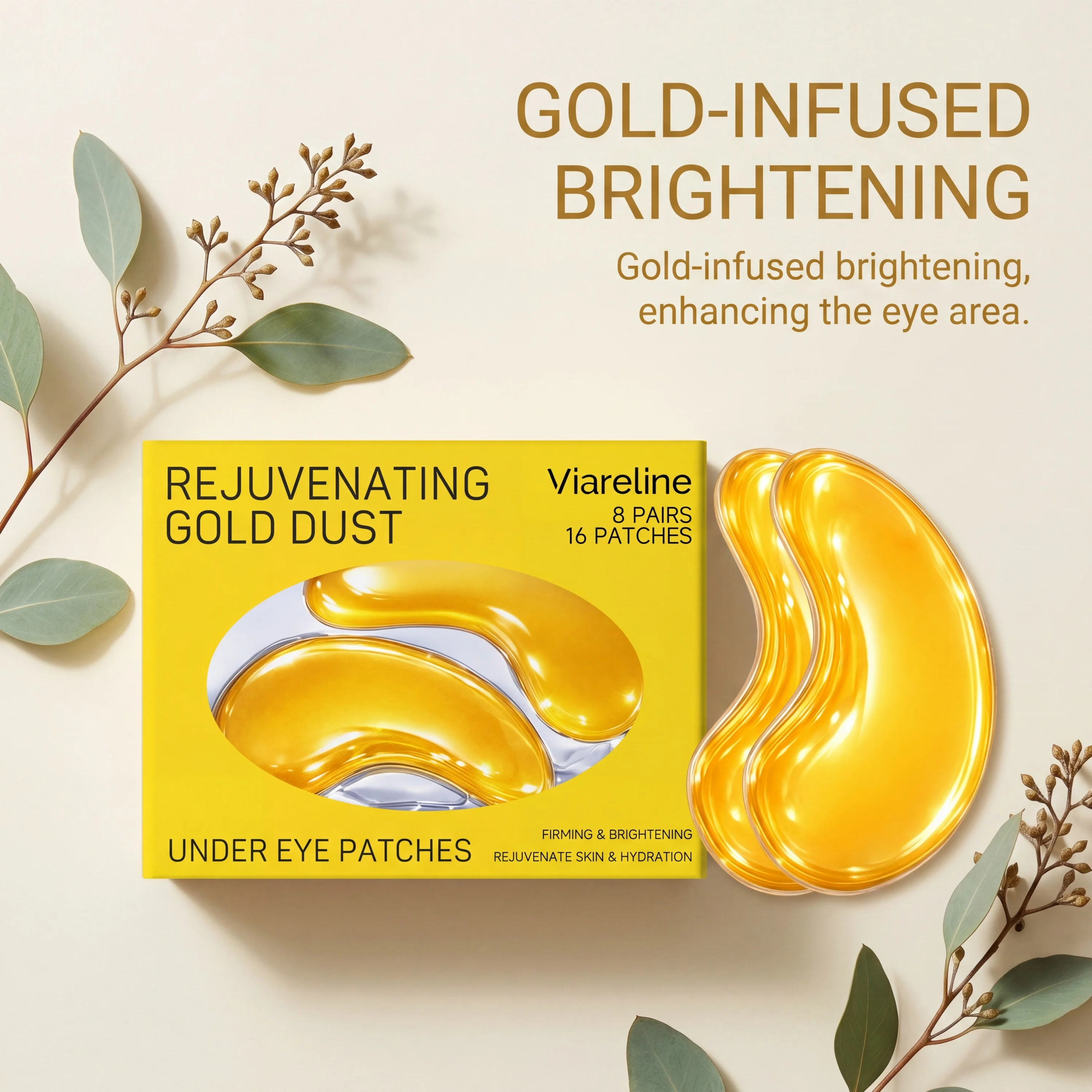 Gold Eye Mask Anti Dark Circles Remove Eye Bags Moisturizinmg Nourishing Eye Skin Brighten Smooth Rough Eye Skin Non Slip Design